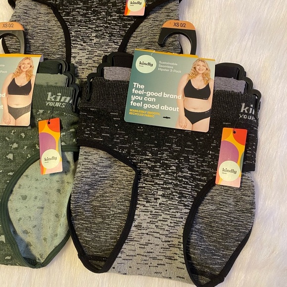 Kindly Yours Panties Womens Size XS Green Black Seamless Hipster Panty Bundle - Picture 3 of 8